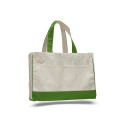 Two-Tone Cotton Canvas Tote Bag w/ Interior Zipper Pocket