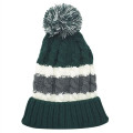 Two-Tone Knitted Beanie w/ Custom Embroidery PomPom Beanies