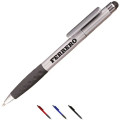 Ballpoint Twist Plastic Pens w/ Rubber Grip & Stylus Top