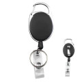 Oval retractable carabiner badge holder w/ key ring and clip