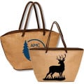 Shopping Basket Jute Tote Bag w/ Zippered Closure