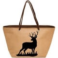 Shopping Basket Jute Tote Bag w/ Zippered Closure