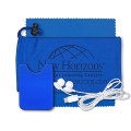 Mobile Tech Earbud Kit with Microfiber Cloth in Cinch Pouch