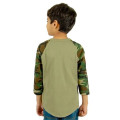 Shaka Wear Youth Three-Quarter Sleeve Camo Raglan T-Shirt
