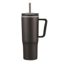 30oz Double Wall Plastic Travel Mug with Handle & Straw