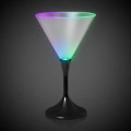 Light Up Martini Glass with Black Stem and Frosted Top - 7oz