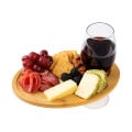 Wine & Dine Recessed Bamboo Tray With Wine Glass Holder