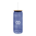 20 Oz. Ribbed Borosilicate Glass Can with Bamboo Lid