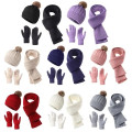 MOQ 10 Acrylic Warm Knitted Beanie Hat Scarf Glove Set