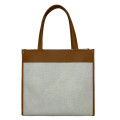 Fashion Tote with Leather Trim and Interior Pocket