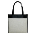 Fashion Tote with Leather Trim and Interior Pocket
