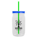 Garyline® Tritan® Mason Jar with Lid and Straw - 27 oz.