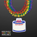 Happy Birthday Beads Necklaces with Cake Medallion (NO LED)