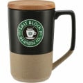 Tahoe Tea & Coffee Ceramic Mug with Wood Lid 16oz