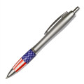 Silver Barrel Ballpoint Pen w/ Patriotic Rubber Grip