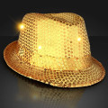 Shiny Single Colored Fedora Hats with Flashing Lights