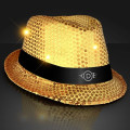 Shiny Single Colored Fedora Hats with Flashing Lights
