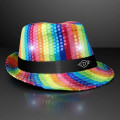 Shiny Single Colored Fedora Hats with Flashing Lights
