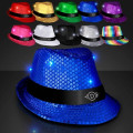 Shiny Single Colored Fedora Hats with Flashing Lights