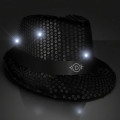 Shiny Single Colored Fedora Hats with Flashing Lights