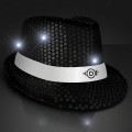 Shiny Single Colored Fedora Hats with Flashing Lights