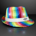 Shiny Single Colored Fedora Hats with Flashing Lights