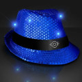 Shiny Single Colored Fedora Hats with Flashing Lights