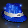 Shiny Single Colored Fedora Hats with Flashing Lights