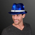 Shiny Single Colored Fedora Hats with Flashing Lights