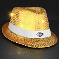 Shiny Single Colored Fedora Hats with Flashing Lights