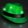 Shiny Single Colored Fedora Hats with Flashing Lights