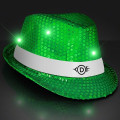 Shiny Single Colored Fedora Hats with Flashing Lights