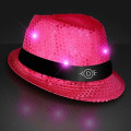 Shiny Single Colored Fedora Hats with Flashing Lights