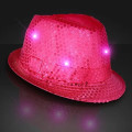 Shiny Single Colored Fedora Hats with Flashing Lights