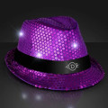 Shiny Single Colored Fedora Hats with Flashing Lights