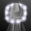 White Light Up Cowgirl Hat with Veil