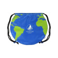 Recycled Polyester Globe Earth Drawstring Bag.