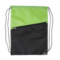 Two-Tone Poly Drawstring Backpack With Zipper