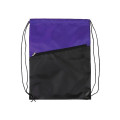 Two-Tone Poly Drawstring Backpack With Zipper