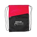 Two-Tone Poly Drawstring Backpack With Zipper