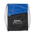 Two-Tone Poly Drawstring Backpack With Zipper