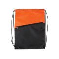 Two-Tone Poly Drawstring Backpack With Zipper