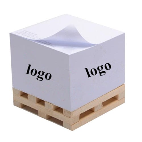 Note Pad Cube with Wood Pallet