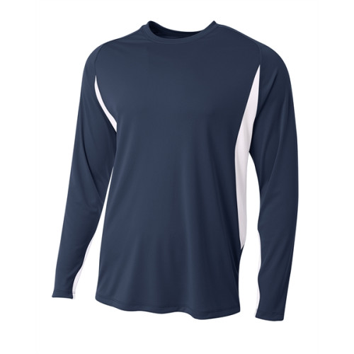 A4 Men's Long Sleeve Color Block T-Shirt