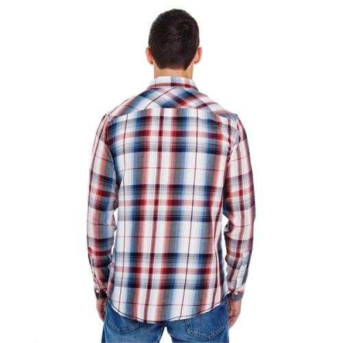 Men's Long-Sleeve Plaid Pattern Woven Shirt