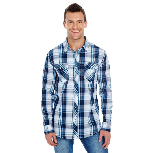 Men's Long-Sleeve Plaid Pattern Woven Shirt