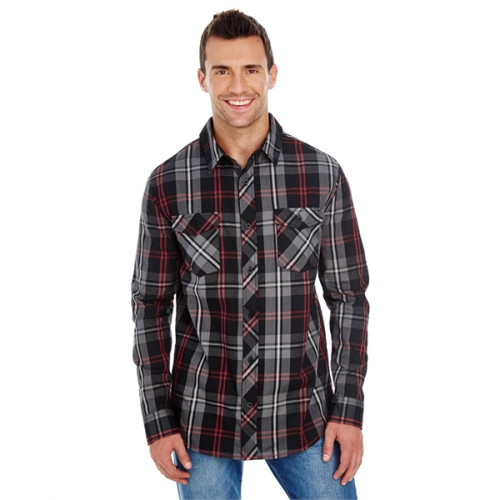 Men's Long-Sleeve Plaid Pattern Woven Shirt