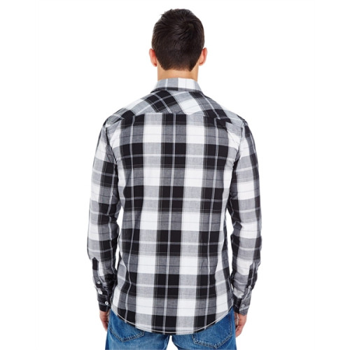 Men's Long-Sleeve Plaid Pattern Woven Shirt