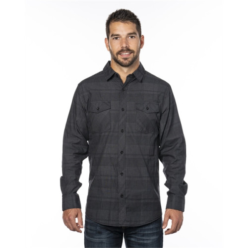 Men's Long-Sleeve Plaid Pattern Woven Shirt