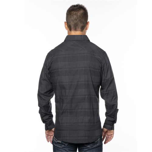 Men's Long-Sleeve Plaid Pattern Woven Shirt